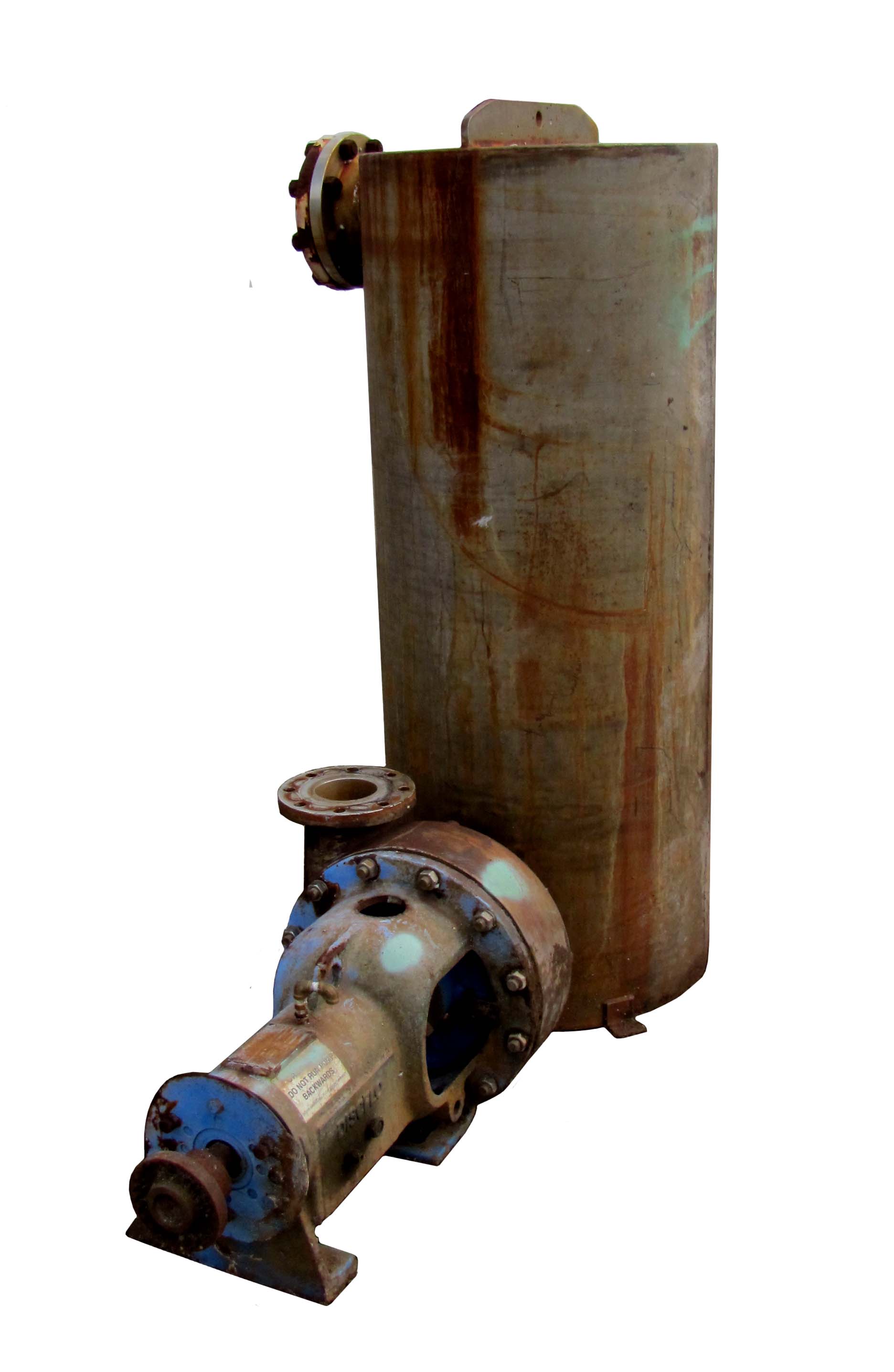 Discflo Corp. Stainless Steel pump with suction pot (2' dia x 5' T/T).  Pump is 6x4 rated 50 GPM.